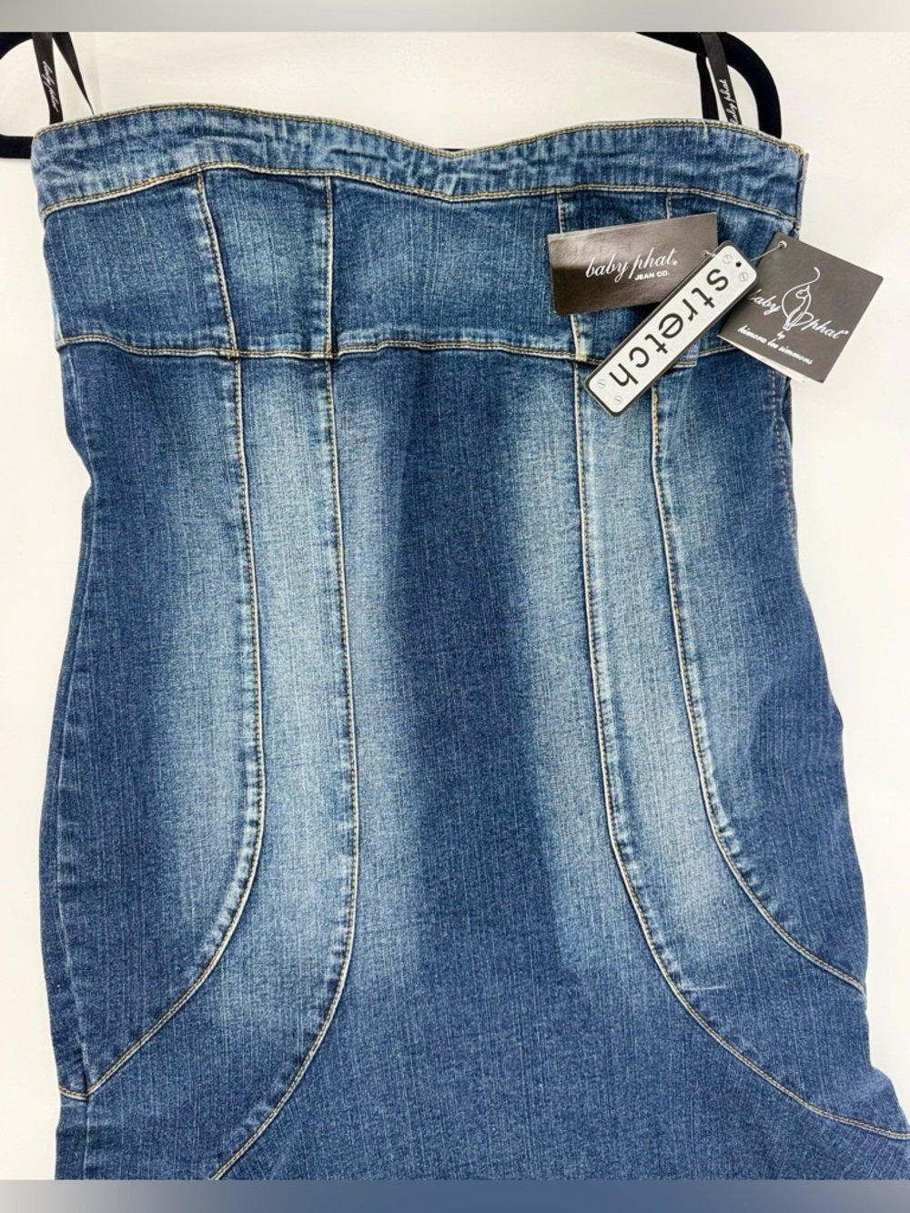 NWT Baby Phat Denim Strapless Dress Size 11 Y2K Kimora Lee Simmons Jean Dress - Picture 6 of 12